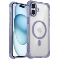 Husa transparenta cu rama colorata si MagSafe pentru iPhone 16 - violet