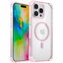 Husa transparenta cu rama colorata si MagSafe pentru iPhone 16 Pro - roz