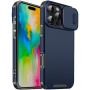 Husă mată cu husă glisantă pentru cameră pentru iPhone 16 Pro Max - albastru închis