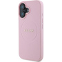 Guess Granulat Classic Husă cu logo cu MagSafe pentru iPhone 16 - roz