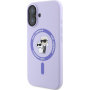Karl Lagerfeld Husă din silicon Karl și Choupette cu MagSafe pentru iPhone 16 - violet