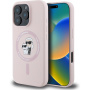 Karl Lagerfeld Husă din silicon Karl și Choupette cu MagSafe pentru iPhone 16 Pro - roz