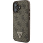 Guess Husă 4G Strass Triangle Metal Logo pentru iPhone 16 - Maro
