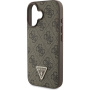 Guess Husă 4G Strass Triangle Metal Logo pentru iPhone 16 - Maro