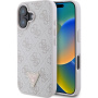 Guess Husă 4G Strass Triangle Metal Logo pentru iPhone 16 - roz