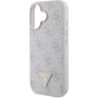 Guess Husă 4G Strass Triangle Metal Logo pentru iPhone 16 - roz