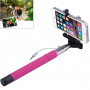 Băţ / monopod telescopic pentru selfie, cu declanşare prin fir, pentru iPhone – lungime 101,4 cm – roz