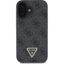 Guess Husă 4G Strass Triangle Metal Logo cu curea pentru iPhone 16 - Gri