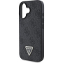 Guess Husă 4G Strass Triangle Metal Logo cu curea pentru iPhone 16 - Gri