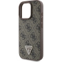 Guess Husă 4G Strass Triangle Metal Logo cu curea pentru iPhone 16 Pro - Maro