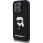 Karl Lagerfeld Husă 3D din cauciuc Ikonik pentru iPhone 16 Pro - neagră