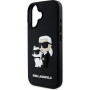 Karl Lagerfeld Husă 3D din cauciuc Karl și Choupette pentru iPhone 16 - neagră