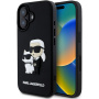 Karl Lagerfeld Husă 3D din cauciuc Karl și Choupette pentru iPhone 16 Plus - neagră