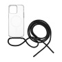 FIXED MagPure Neck husă transparentă cu șnur și MagSafe pentru iPhone 16 Pro - negru