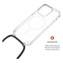 FIXED MagPure Neck husă transparentă cu șnur și MagSafe pentru iPhone 16 Pro - negru