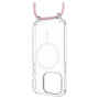 FIXED MagPure Neck husă transparentă cu șnur și MagSafe pentru iPhone 16 Pro - roz