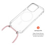 FIXED MagPure Neck husă transparentă cu șnur și MagSafe pentru iPhone 16 Pro - roz