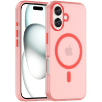 Husă mată translucidă cu MagSafe pentru iPhone 16 - roșu