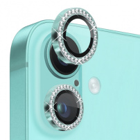 NORTHJO sticla securizata cu strasuri pentru a proteja obiectivul camerei din spate pentru iPhone 16 / 16 Plus - turcoaz