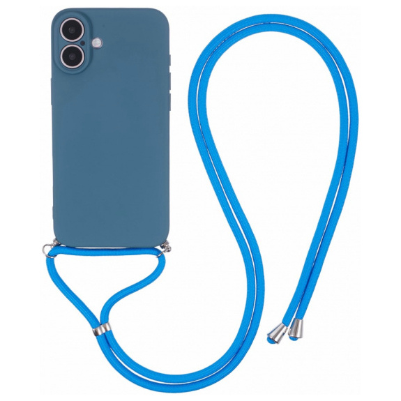 Husa de protectie cu cordon pentru iPhone 16 Plus - albastra