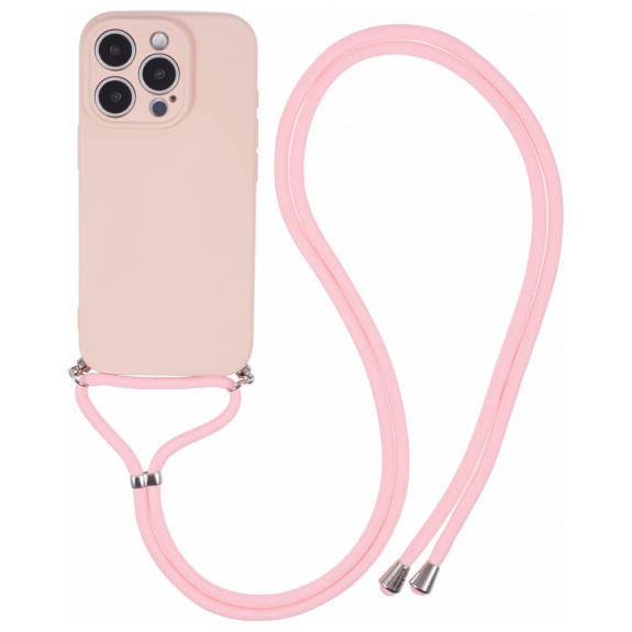 Husa de protectie cu cordon pentru iPhone 16 Pro - roz