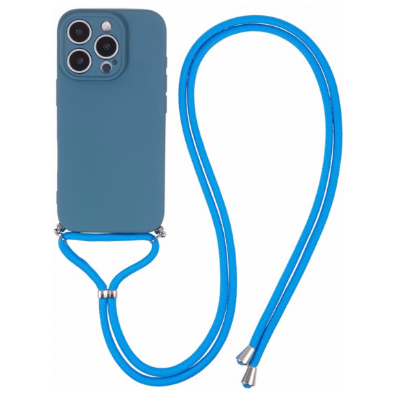 Husa de protectie cu cordon pentru iPhone 16 Pro - albastra
