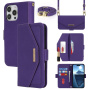 Husă tip portofel cu curea pentru iPhone 16 Pro - violet
