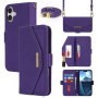 Husă tip portofel cu curea pentru iPhone 16 - violet