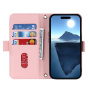 Husă tip portofel cu curea pentru iPhone 16 - roz