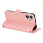 Husă tip portofel cu curea pentru iPhone 16 - roz