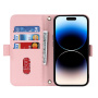 Husă tip portofel cu curea pentru iPhone 15 Pro - roz