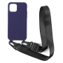 Husă mată cu curea reglabilă pentru iPhone 12 / 12 Pro - albastru închis