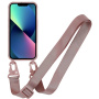 Husă mată cu curea reglabilă pentru iPhone 13 / 14 - roz prăfuit