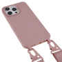 Husă mată cu curea reglabilă pentru iPhone 16 Pro Max - roz vechi