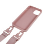 Husă mată cu curea reglabilă pentru iPhone 15 - roz vechi