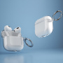 Husă transparentă cu sclipici și carabină pentru AirPods 4 / 5 - argintiu