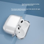 Husă transparentă cu sclipici și carabină pentru AirPods 4 / 5 - argintiu