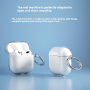 Husă transparentă cu sclipici și carabină pentru AirPods 4 / 5 - argintiu