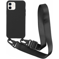 Husa mata cu curea reglabila pentru iPhone 12 / 12 Pro - neagra