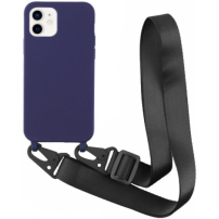 Husă mată cu curea reglabilă pentru iPhone 12 / 12 Pro - albastru închis