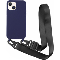 Husă mată cu curea reglabilă pentru iPhone 13 - albastru închis