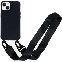 Husă mată cu curea reglabilă pentru iPhone 13 / 14 - negru