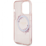 Guess Husă cu logo lucios Flowers Ring cu MagSafe pentru iPhone 16 Pro - roz