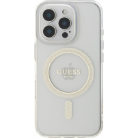 Guess Husă IML Glitter Ring cu MagSafe pentru iPhone 16 Pro Max - Transparent