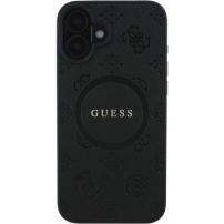 Guess Husă ștampilă Saffiano Bujor cu MagSafe pentru iPhone 16 - negru