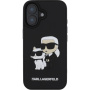 Karl Lagerfeld Husă 3D din cauciuc Karl și Choupette pentru iPhone 16 Plus - neagră