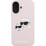 Karl Lagerfeld Husă din silicon cu capete duble cu MagSafe pentru iPhone 16 - roz