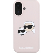 Karl Lagerfeld Husă din silicon cu capete duble cu MagSafe pentru iPhone 16 - roz