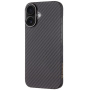 Husă Tactical Aramid cu model din fibră de carbon și MagSafe pentru iPhone 16 - gri închis