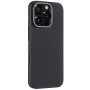 Husă Tactical Aramid cu model din fibră de carbon și MagSafe pentru iPhone 16 Pro - gri închis